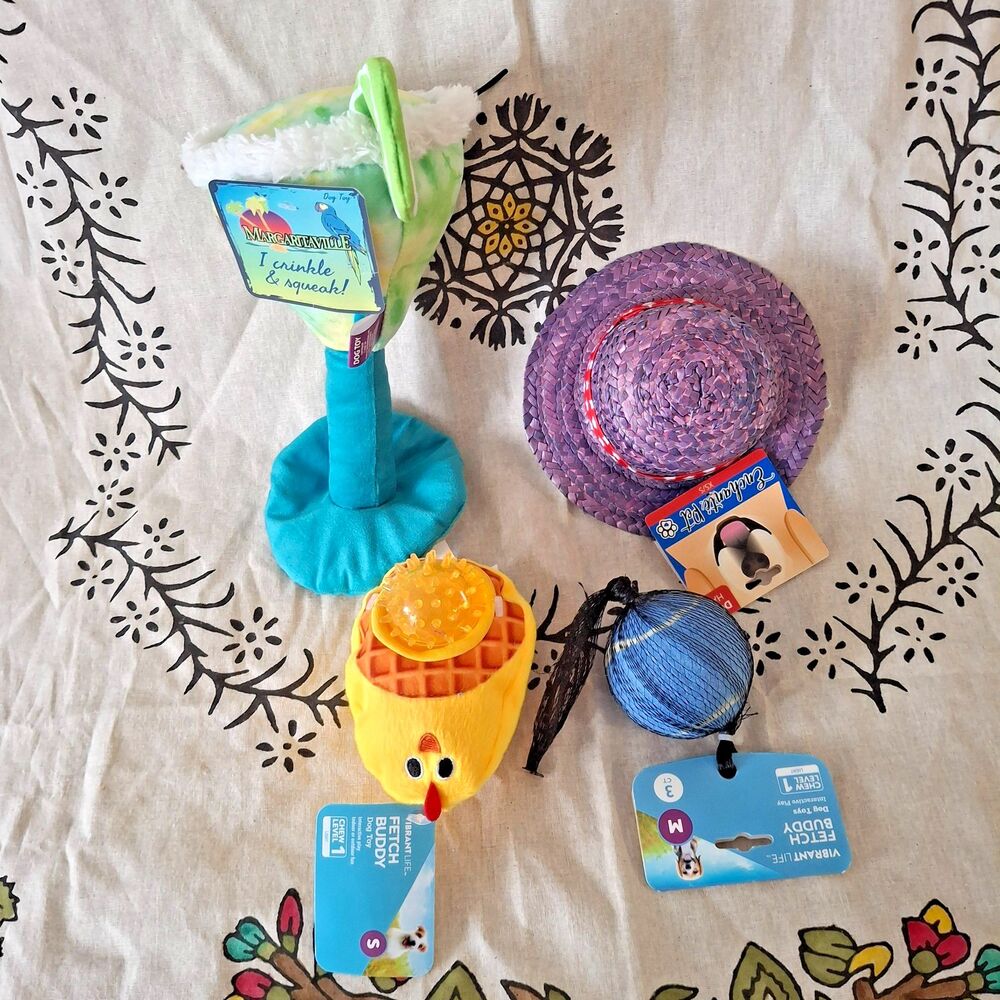 Vibrant Life Dog Toys Lot Of 3 NWT + Dog Hat